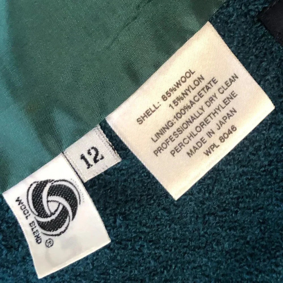 Sanyo I Magnin Vintage 80s Teal Boucle Wool Tunic Blazer Jacket NEW Old Stock - Picture 10 of 10